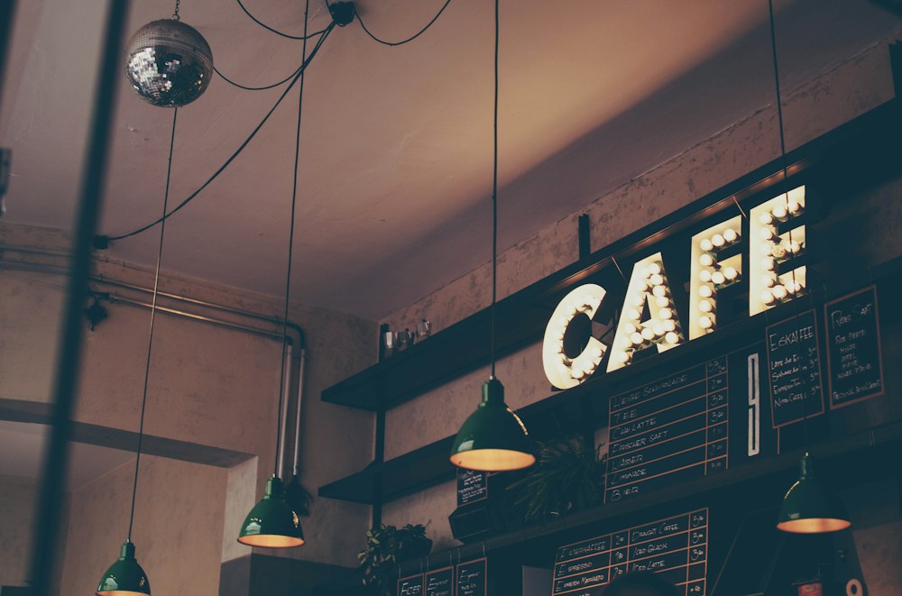 Café interior and service counter