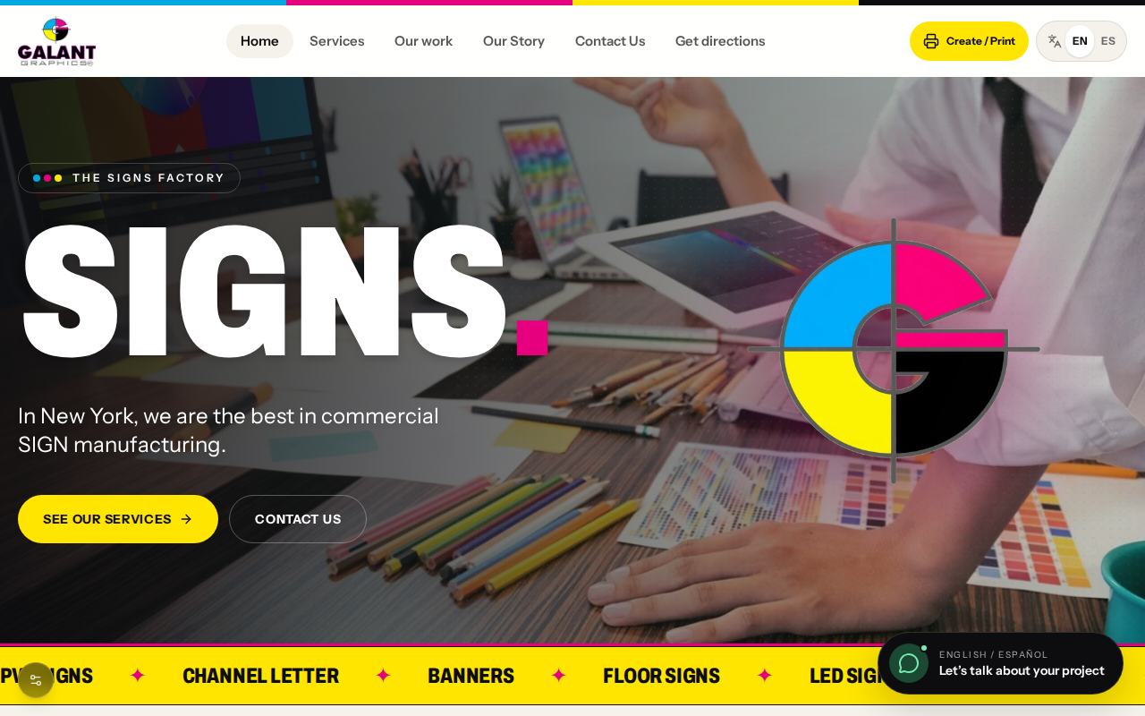 Website preview for Galant Graphics