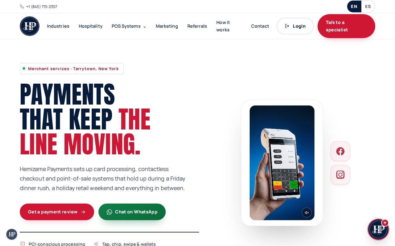 Website preview for Hemizame Payments