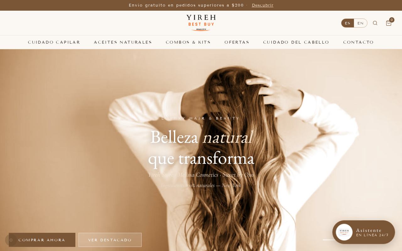 Website preview for Yireh · Luxury Hair & Beauty